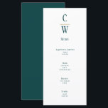 Menu Peacock Turquoise Green Gold Mariage Monogramme<br><div class="desc">⭐ Design par LeahG®. Félicitations à votre fiançailles. 📌 NIP cette conception à votre tableau de bord mariage sur Pinterest et profiter de votre voyage de planification mariage. 🥰 Vos amis et votre famille aimeront cet objet de mariage moderne et minimaliste, simple et élégant. Cela fait partie d'une collection de...</div>