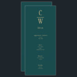 Menu Peacock Turquoise Green Gold Mariage Monogramme Me<br><div class="desc">⭐ Design par LeahG®. Félicitations à votre fiançailles. 📌 NIP cette conception à votre tableau de bord mariage sur Pinterest et profiter de votre voyage de planification mariage. 🥰 Vos amis et votre famille aimeront cet objet de mariage moderne et minimaliste, simple et élégant. Cela fait partie d'une collection de...</div>