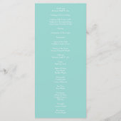 Menu Pêche Aqua Turquoise Mariage Roses Floral (Dos)