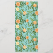 Menu Pêche Aqua Turquoise Mariage Roses Floral (Dos)