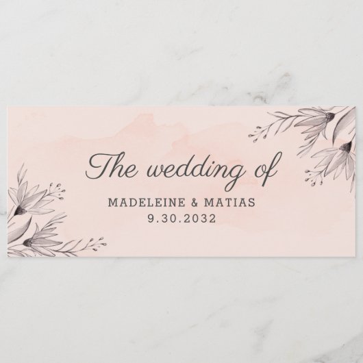 Menu Pêche et fleurs florales grises mariage de (Dos)