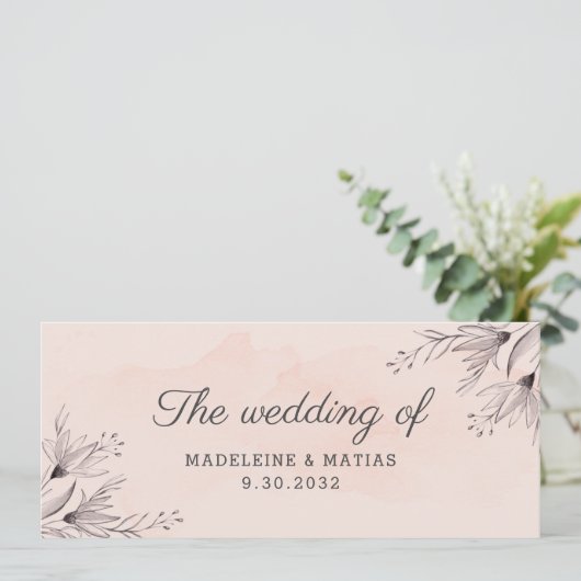 Menu Pêche et fleurs florales grises mariage de (Debout devant)