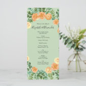 Menu Pêche Mariage vert Printemps Pastel Floral (Debout devant)