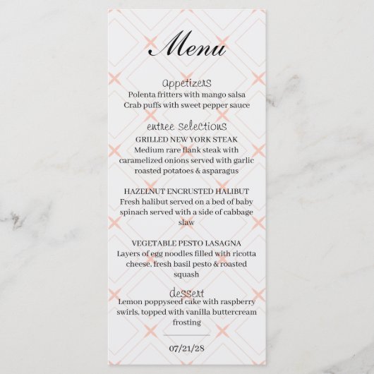 Menu Pêche pastel et géométrique crème (Devant)