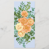 Menu Pêcher bleu clair Mariage Roses Floral (Dos)