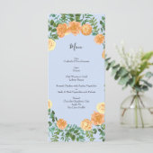 Menu Pêcher bleu clair Mariage Roses Floral (Debout devant)