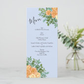 Menu Pêcher bleu clair Mariage Roses Floral (Debout devant)