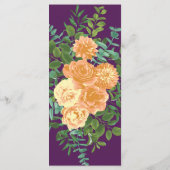 Menu Pêcher Mariage violet Roses floraux (Dos)
