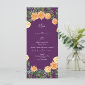 Menu Pêcher Mariage violet Roses floraux (Debout devant)