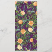 Menu Pêcher Mariage violet Roses floraux (Dos)