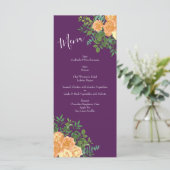 Menu Pêcher Mariage violet Roses floraux (Debout devant)