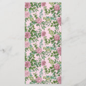 Menu Peine rose pâle et Mariage Rose Floral (Dos)