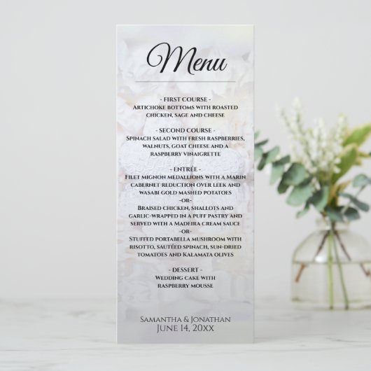 Menu Peines blanches et Coeurs réfléchissants Mariage é (Debout devant)