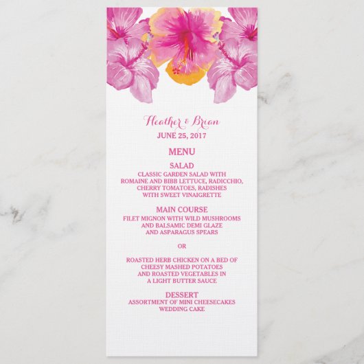 Menu Penseded Hibiscus Floral Wedding (Voorkant)