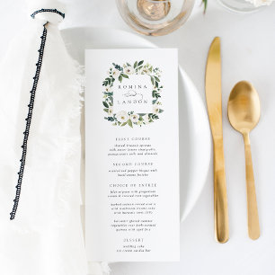 Menu Peony blanc   Aquarelle Mariage de cadre Floral