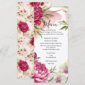 Menu Peony & Orchid Garden Floral Glam Wedding  (Devant / Derrière)
