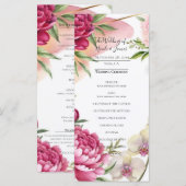 Menu Peony & Orchid Garden Floral Glam Wedding  (Devant / Derrière)