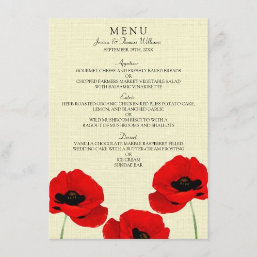 Menu Pépites d'aquarelle rouge Collection de Mariages f (Devant)