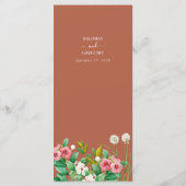 Menu Périwinkle Burnt Orange Terracotta Mariage (Dos)