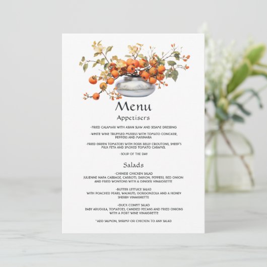 Menu Persimmon Floral Mariage (Debout devant)