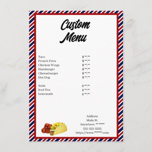 Menu personnalisé (Devant)