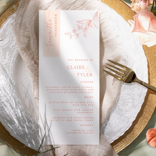 Menu Personnalisé avec le nom de l'invité, Mariage aux