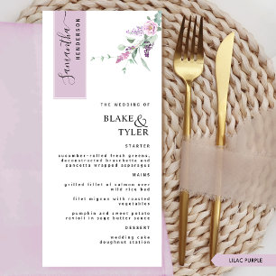 Menu Personnalisé avec le nom de l'invité, mariage flor