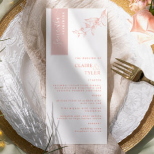 Menu Personnalisé avec le nom de l'invité, Mariage Rose