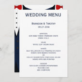 Menu Personnalisé Blue And White Gay Mariage (Devant / Derrière)