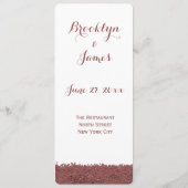 Menu Personnalisé Brown Marsala Et Mariage Blanc (Dos)