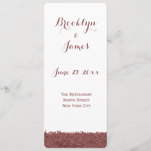 Menu Personnalisé Brown Marsala Et Mariage Blanc (Dos)