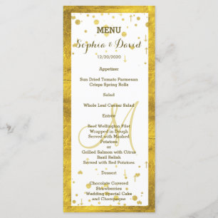 Menu Personnalisé Confetti mariage Gold Foil Frame