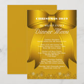 Menu personnalisé de Noël en or pour le dîner (Devant / Derrière)