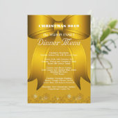Menu personnalisé de Noël en or pour le dîner (Debout devant)