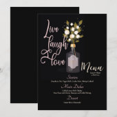 Menu Personnalisé Élégant, Romantique, Noir, Floral Mar (Devant / Derrière)