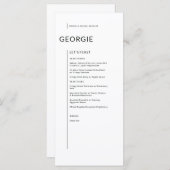 Menu Personnalisé en noir sur blanc Mariage de noms iso (Devant / Derrière)