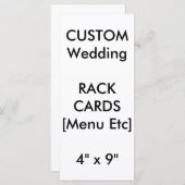 Menu personnalisé et cartes de programme 9"x4" ver (Devant / Derrière)