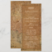 Menu Personnalisé Mariage Destination Carte vintag (Devant / Derrière)
