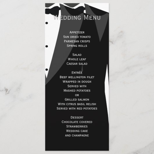 Menu Personnalisé Mariage Gay Noir Et Blanc (Devant)