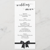 Menu Personnalisé Mariage Noir Et Blanc Avec Bow (Devant)