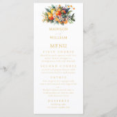 Menu personnalisé Mariage orange d'été (Devant)