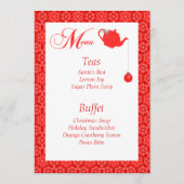 Menu Personnalisé Red Lace Christmas Tea Party (Dos)