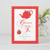 Menu Personnalisé Red Lace Christmas Tea Party (Debout devant)