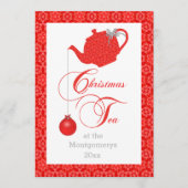 Menu Personnalisé Red Lace Christmas Tea Party (Devant)