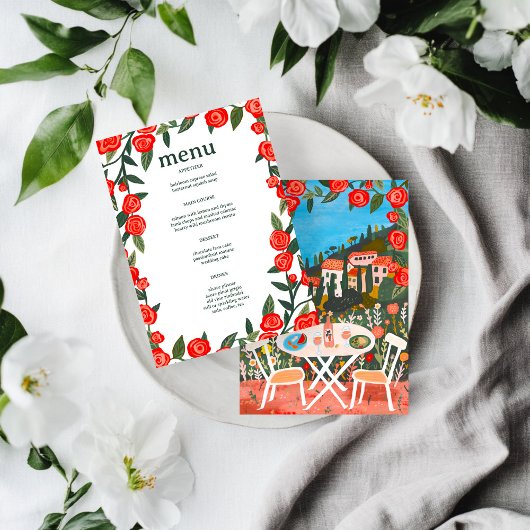 Menu personnalisé Repas à la campagne avec vue Art