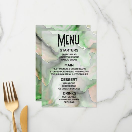 Menu Personnaliser - Créez votre propre marbre vert cla (Devant/Arrière en situation)