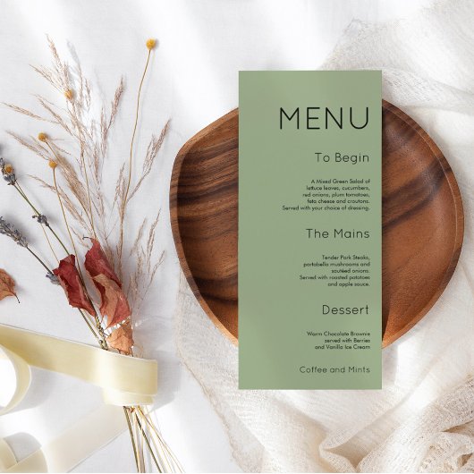 Menu Personnaliser de typographie minimale Sage Green