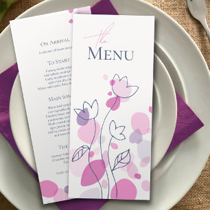 Menu Pétales de confettis modernes rose bleu 4 plats me