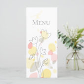 Menu Pétales de fleurs confetti modernes jaune 4 plats (Debout devant)