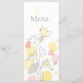 Menu Pétales de fleurs confetti modernes jaune 4 plats (Devant)